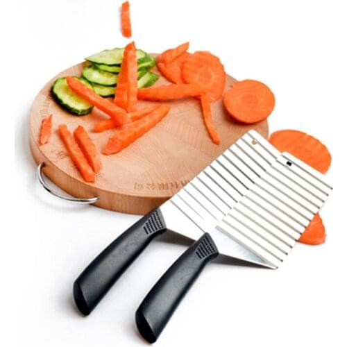 1Pc Potato Stainless Steel Wavy Knife Fruit And Vegetable Slicing Knife Cheese Potato Chips Vegetable Cutting Kitchen Tool