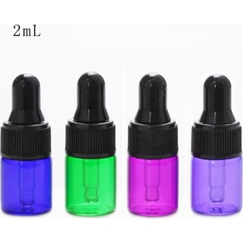 2ml Small purple rose Glass Dropper Bottle Mini green blue Glass Vial With Pipette Dropper, Small Dropper Bottle F20172259