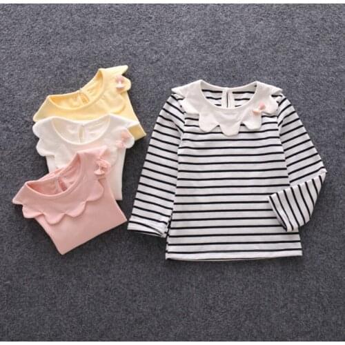 2018 Childrens Blouses Long Sleeve Striped Girls Shirts Fashion Style t Shirts for Girls Clothes Kids Baby Bottoming Tops Tee