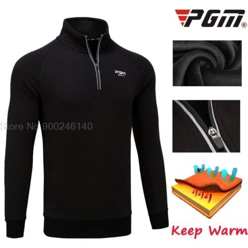 2020 Men Jacket Long Sleeved T-Shirt Plus Velvet Warm Winter Men Golf Clothes Tops Zip Collar Golf Sportswear Windproof M-XXXL