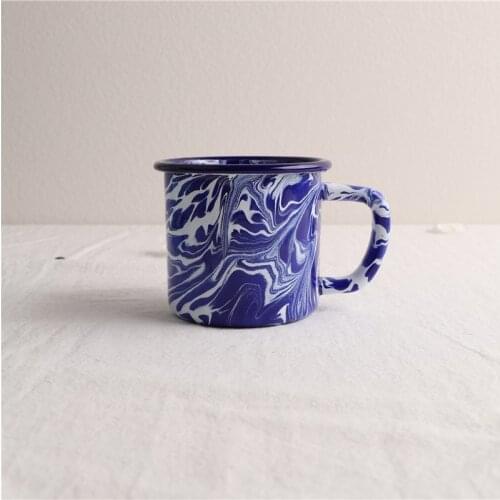 380 ml Art Enamel Blue Marble Enamel Water Cup Coffee Cup Milk Cup Tea Cup D=9 cm