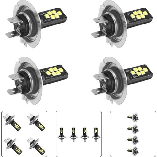 4pcs 9-32V Car Auto Truck H7 LED Headlight Kit Bulbs High Low Beam 6000K White Fog Light Lamp DIY Parts Accessories