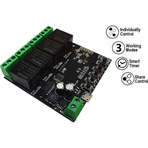 4CH Wifi Switch Tuya Smart Life Remote Control Wireless Smart Switch Modul DIY DIY 4 Gang Relay Voice Control With Alexa Google