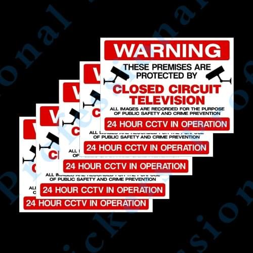 5x CCTV Premises are Protected - 100x150mm A6 Self Adhesive Sticker Sign (MISC4) Waterproof Vinyl stickers for car Motos