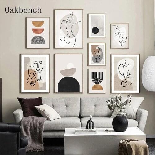 Abstract Wall Art Canvas Painting Line Print Naked Girl Prints Geometric Posters Color Block Pictures For Living Room Decoration