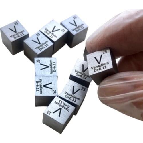 Free shipping High Purity 99.9 Pure Vanadium V Carved Element Periodic Table 10mm Cube