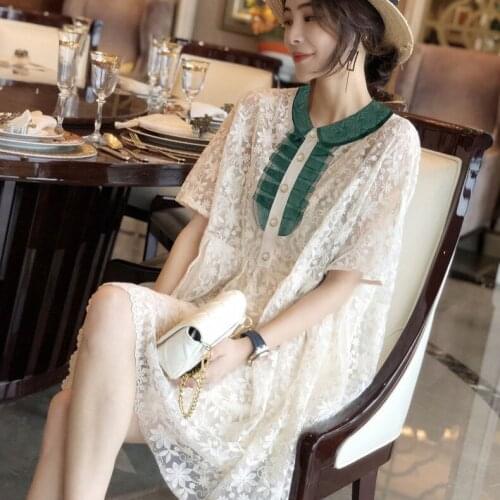 Big size womens dress fat sister dress loose and thin cover meat summer foreign style age reduction fat mm dress P2021032