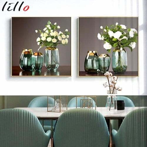Nordic style floral restaurant decoration painting light luxury dining room wall painting modern atmosphere hotel painting