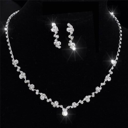 CZ Crystal Stunning Round Necklace and Earrings Luxury Bridal Party Jewelry Set For Wedding Evening