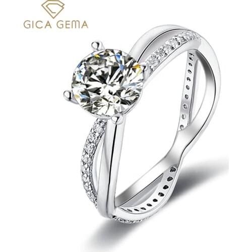 GICA GEMA 925 Sterling Silver Rings For Women Hot Selling 1ct D Color Moissanite Fashion Jewelry Wedding Engagement Gifts