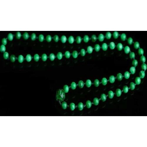 Classic Hand Nature Stone Necklace Women Men, Natural Dry Green Necklace Iron Dragon Stone Necklace 60cm 80cm Long Chaine Man