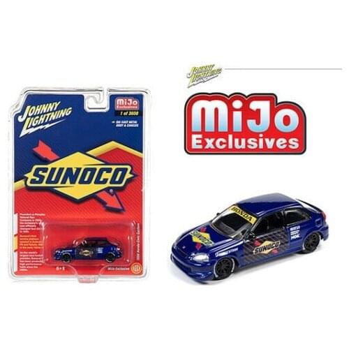 Johnny lightning 1/64 Honda Civic 1998 Sunoco Collection Metal Die-cast Simulation Model Cars Toys