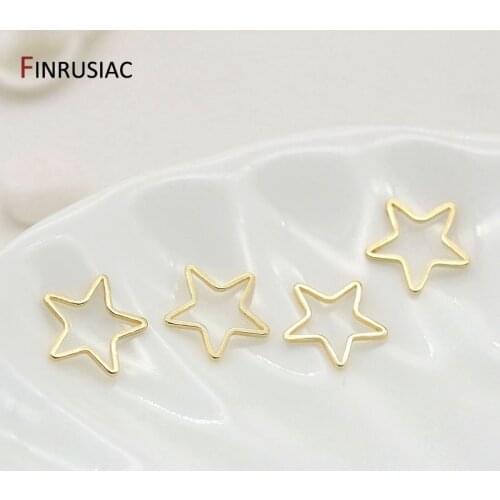 14K Gold-Plated Hollow Pentagram Connectors DIY Jewelry Making Star Connector Ring Components