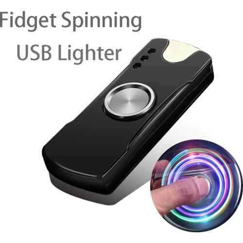 Honest rotary fingertip gyro charging lighter USB windproof charging smoke device creative personality boyfriend gift