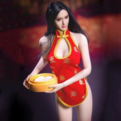 MM017 1/6 Scale Female Chinese Restaurant Waitress Super Short Cheongsam Dress Set Model For 12'' Action Figure Body DIY
