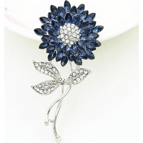 Fashion Sunflower Brooches For Women 2019 Yellow Crystal Flower Brooch Pins For Men Plant Jewelry Dropshipping