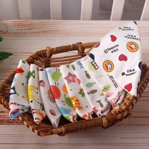 6Pcs/lot Cute Double Print Bibs 100% Cotton Cartoon Triangle Baby Bib for Burp Cloth Infant Scarf Waterproof Dinner Feeding Bibs