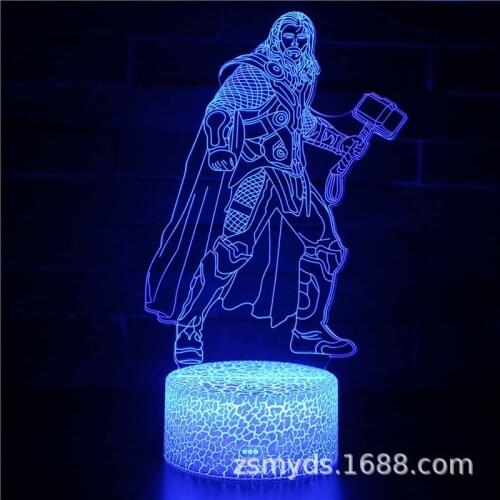 Disney Marvel Avengers Hulk Thor 3D Table Lamp 7/16 Color LED Bedside Night Light Creative Decoration Model Birthday Gift