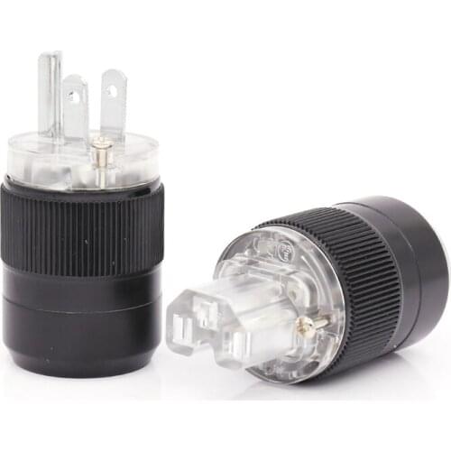 One Pair US Rhodium Plated Schuko Power Connector Audiophile DIY Mains Power Cord Plug Hifi