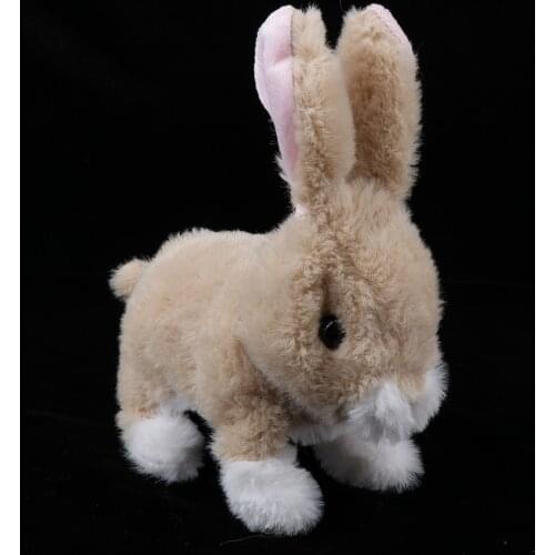 Plush Rabbit Electronic Interactive Toy Jumping,Wiggle Ears,Nose Moving Bunny Toy Beige Gifts for Kids & Pets