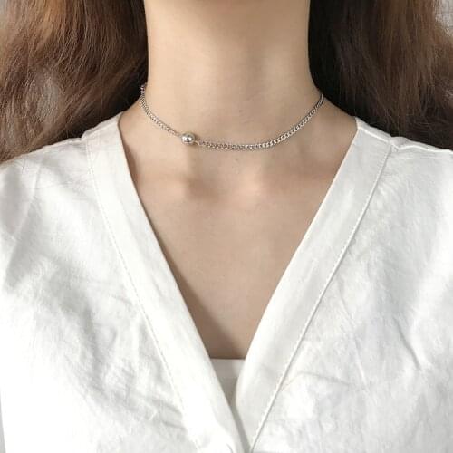 Luxury silver statement necklace Beads collares Wholesale 925 stamp Necklace Women Choker Fashion Vintage Boho