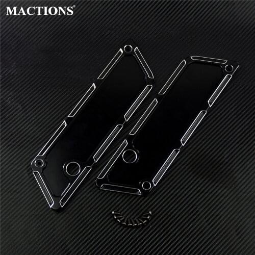 Motorcycle CNC Saddlebag Latch Covers 2PCS Black Aluminum For Harley Touring Street Glide Road King Electra Glide FLH 1993-2013