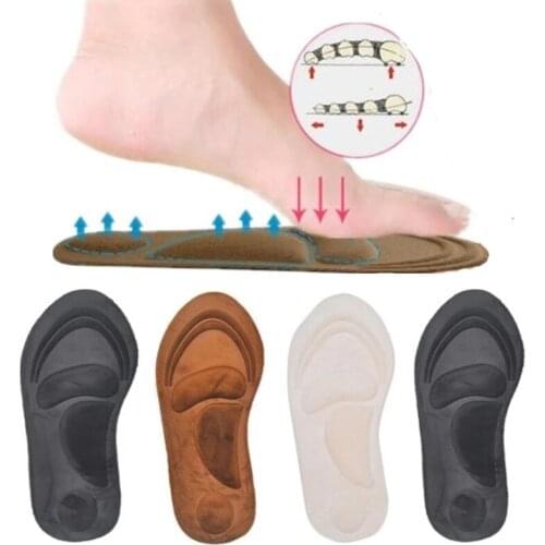 A Pair 4D Suede Memory Foam Insoles Flat Foot Sole Care Orthopedic Insoles Sports Insoles Sponge Arch Support Insoles Unisex