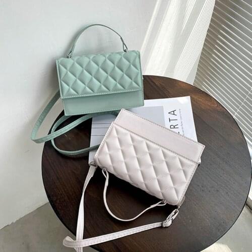 Stylish Lattice Pattern Ladies Shoulder Bags Women Small PU Leather Crossbody Bags Female Plain Shopping Handbags