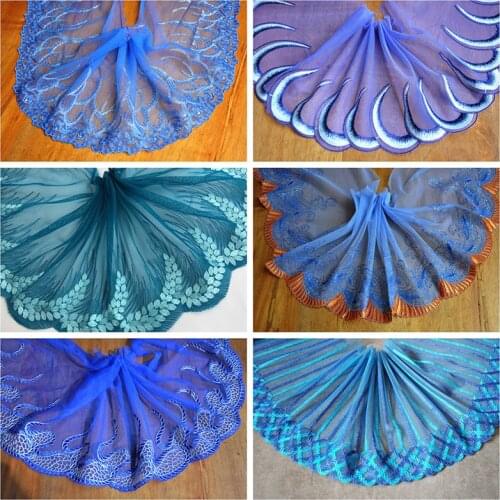 DIY Apparel Sewing Fabric Blue Flower Lace Fabric Trimming Gift Packaging Lace Ribbon