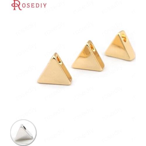 10PCS 7.5*7MM 24K Champagne Gold Color Plated Brass Triangle Charms Pendants Diy Jewelry Findings Earrings Accessories Wholesale