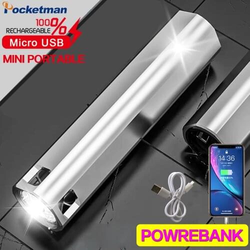 Outdoor Mini Portable Flashlight Torch Lanterna Can Be Used As Power Bank With Built in Battery for Camping Fishing Light Lamp