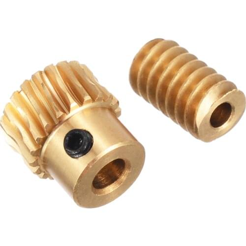 1 Set 0.5 Modulus 1:10 Reduction Ratio Gear Gold Motor Output Brass Worm Wheel with Worm Shaft