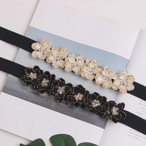 2020 Handmade Flower Acrylic Rhinestone Waist Belts Geometric Crystal Women Waistband Elastic Strech Belts Shirt Decoration New