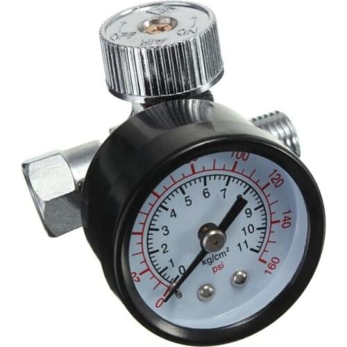 1/4” Spray Paint Gun Air Pressure Regulator Pressure Gauge