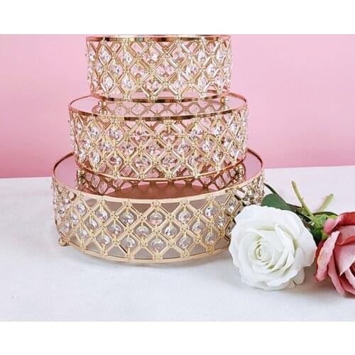 1pcs-3pcs gold crystal cake stand 8" 10" 12" cupcake plate