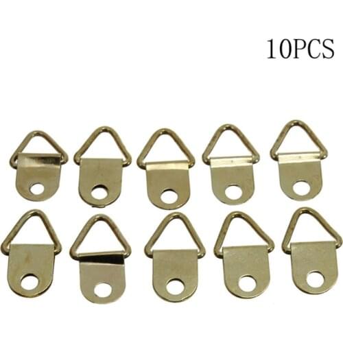 10/40/50/100 PcsGolden Picture Hangers Brass Hook Mount Wholesale Photo Wall Picture Frame Iron Hanger Ring R4X2