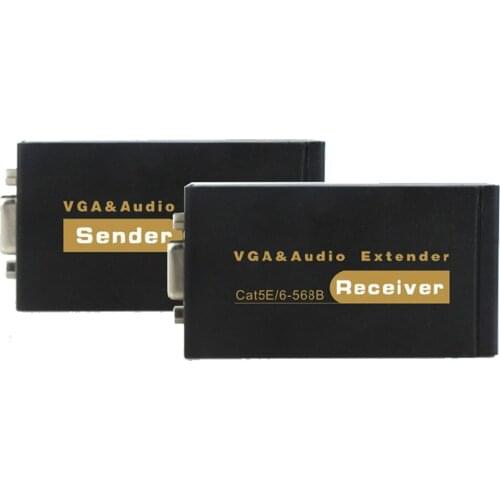 100M VGA Audio Video Extender HD 1920*1440 Over Cat5e/6-568B Network Cable Sender Receiver Adapter for HDTV Porjector Monitor