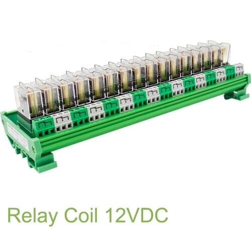 16 Channel 1 SPDT DIN Rail Mount OMRON G2R 12V DC/AC Interface Relay Module