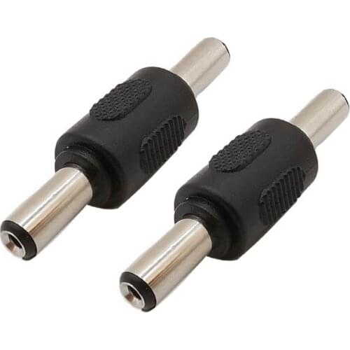 2Pcs 5.5x2.1mm Dual Male to Male Plug DC Power Connector Adapter 5.5*2.1mm DC Conversion Head