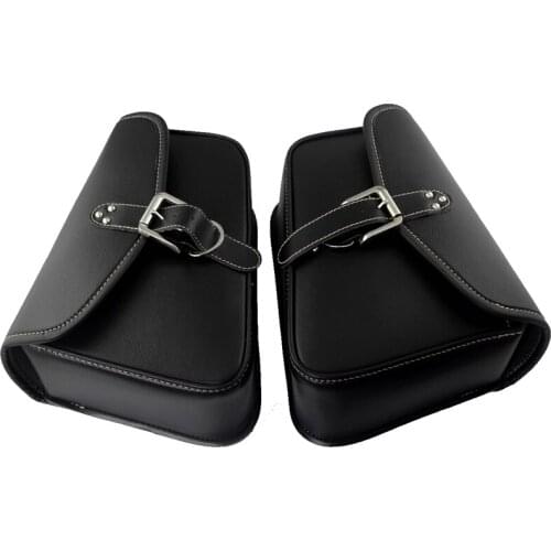 2 x Motorcycle Black PU Leather Side Waterproof Motorcycle Saddle Bags