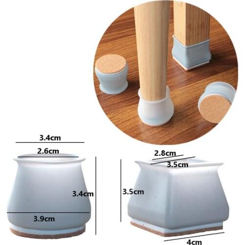 4Pcs Thick Wear Table Chair foot Cover Round Square Non-Slip Mute wearproof Protector cabinet Bottom Silica gel Funiture Legs