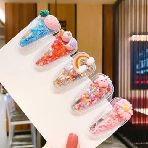 5pcs Fruit Hair Clips For Girls Kids New Transparent Hairpins Fashion Sweet Hair Ornament Hair Clips Barrette Hair Accessories