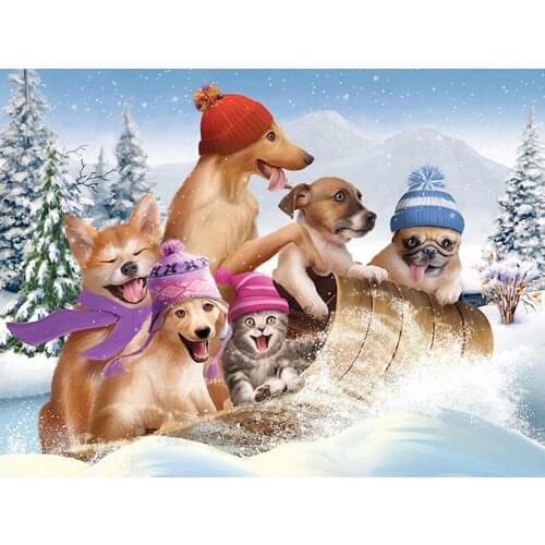 5D Diamond painting Animal Skating Dogs Full Square Diamond embroidery Cross stitch Full Round Diamond mosaic