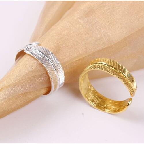 6PC Environmental protection zinc alloy electroplating leaf napkin buckle leaf paper towel ring napkin ring