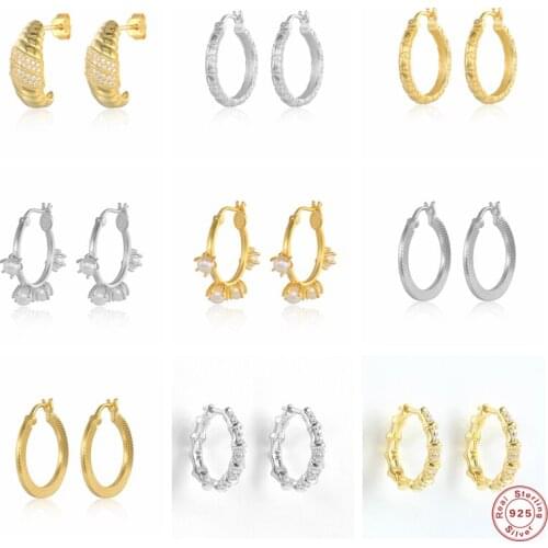 Aide 925 Sterling Silver Big Circle Hoop Earrings For Women Luxury Zircon Pearl Beads Huggie Earrings Delicate Pendiente Jewelry