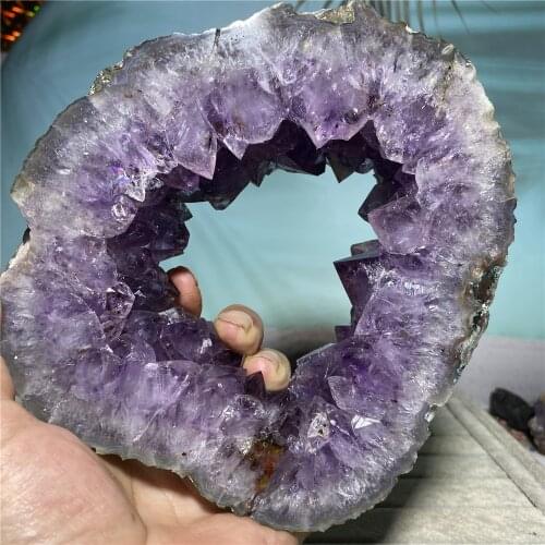 Natural Stones Amethyst Round Specimen Raw Quartz Crystal Healing Wicca Home Decoration Gift Section Cluster Chakra Gemstones