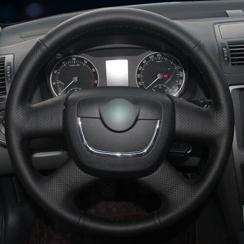Black Artificial Leather Steering Wheel Cover for Skoda Octavia Superb 2012 Fabia Skoda Octavia a5 2012 2013 Yeti 2009-2013