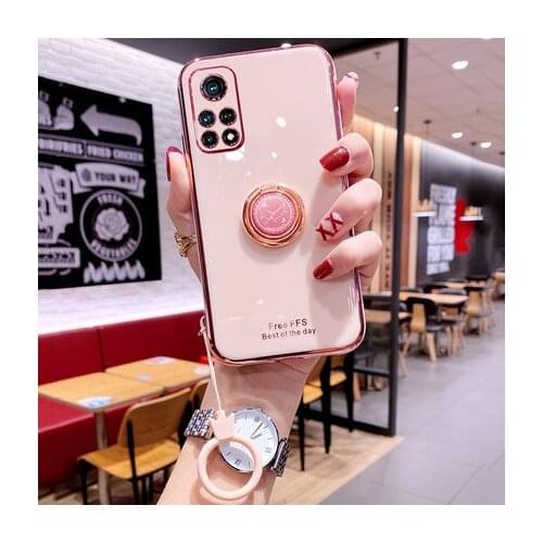 For Xiaomi Mi 10T Pro Case Soft Silicone plating Slim With Ring Stand protective Back Cover Case For xiaomi mi 10t 10tpro mi10T