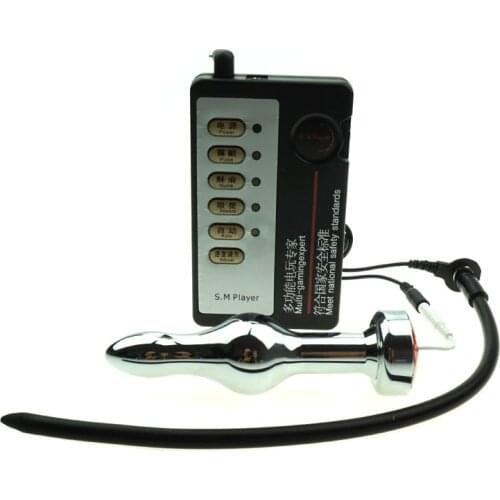 Electro Shock Stimulator Metal Anal Plug Silicone Urehtral Sound Penis Inset Butt Plug Electric Stimulation Sex Toys For Men
