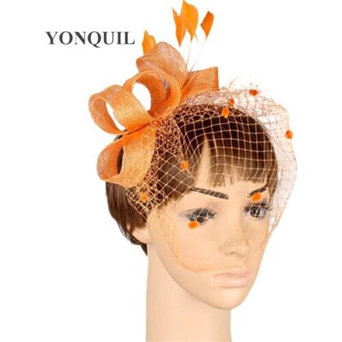 Sinamay Base Fascinator Headwear Church Bridal Veils Hair Accessories Millinery Cocktail Hats High Quality Multiple Color MYQ006